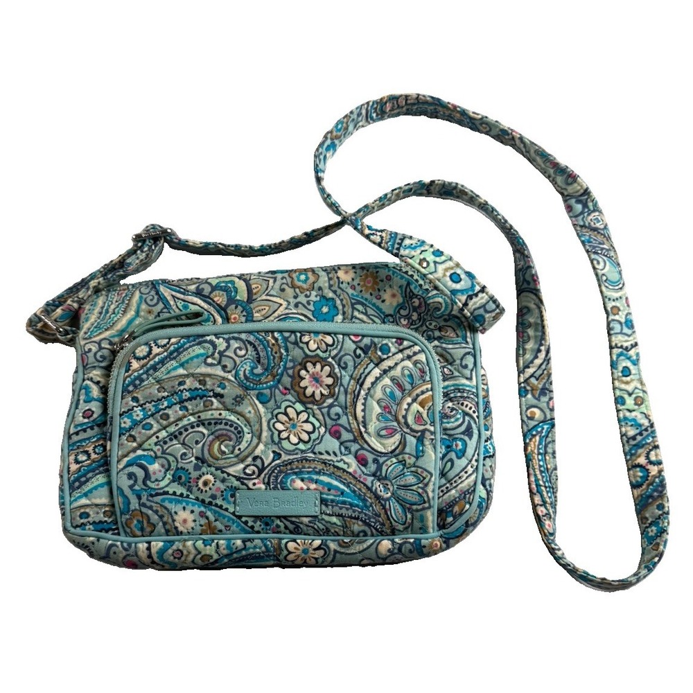 Vera Bradley Little Hipster Shoulder Bag Light Blue Paisley Blue Dot RFID